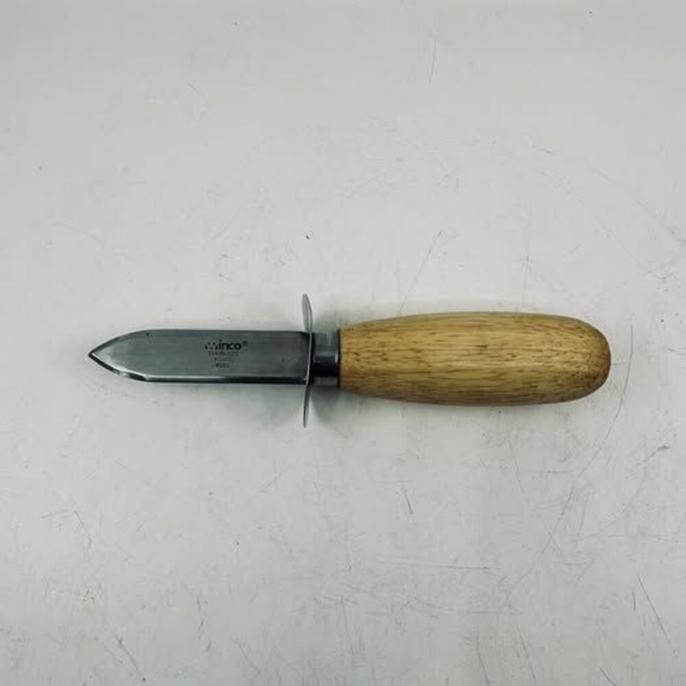 Winco Stainless Steel Oyster/Clam Knife - Wooden Handle